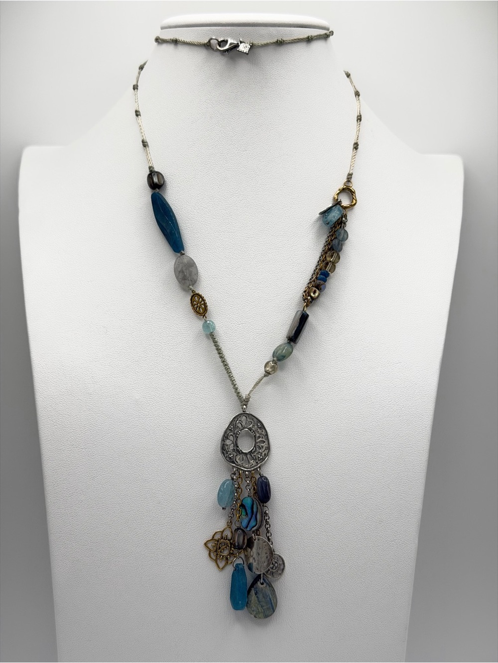 Silpada Vintage Sterling Silver Kyanite Brass Quartzite FOUNTAINBLEU Necklace